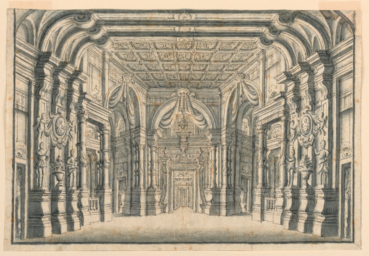Scenedesign: Interiør af paladssale af Unknown artist