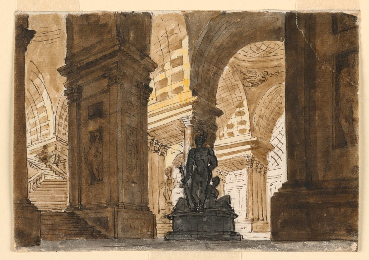 Scenedesign, interiør af paladstrappe af Unknown artist