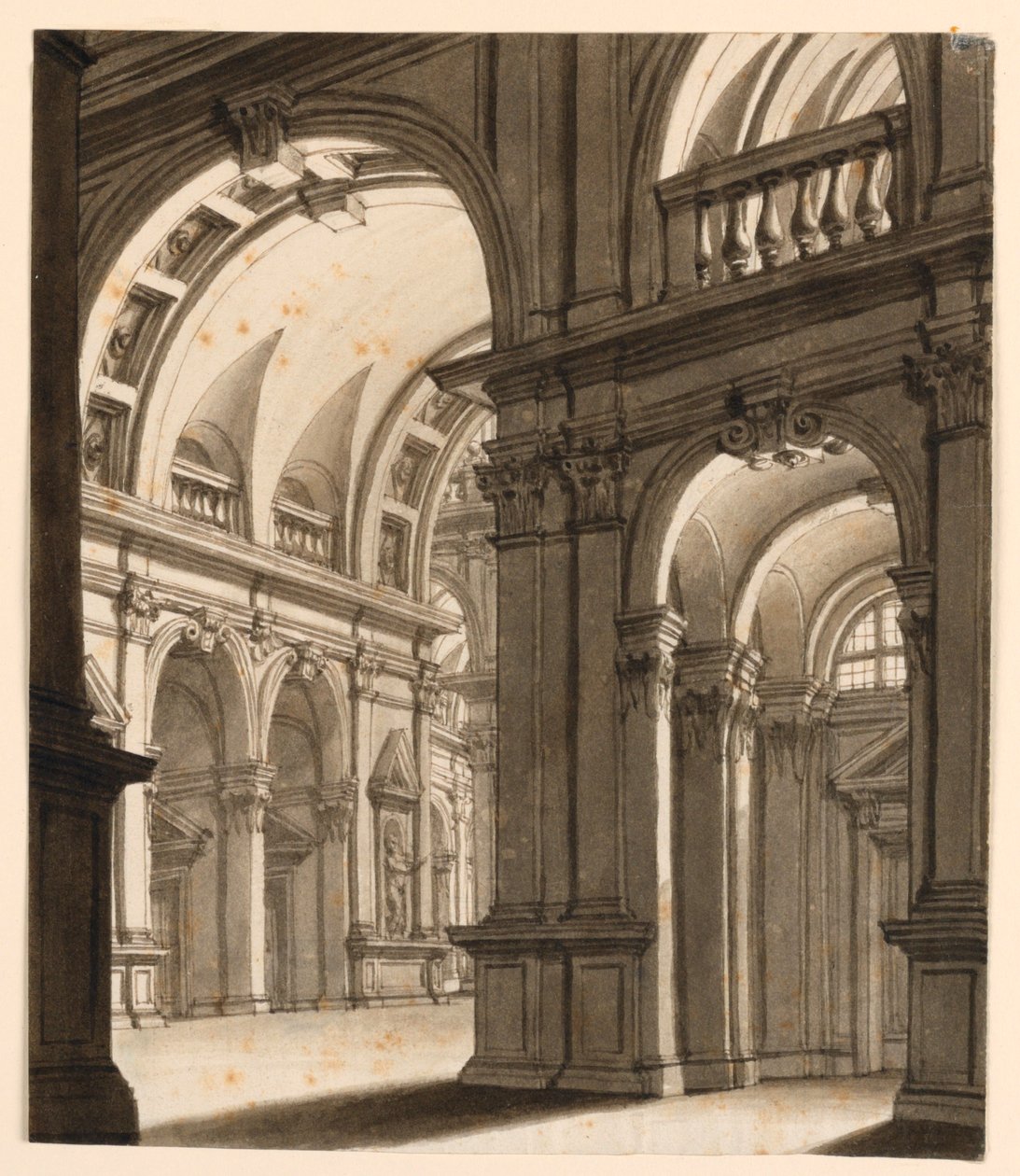 Scenedesign, interiør af renæssancebygning af Unknown artist