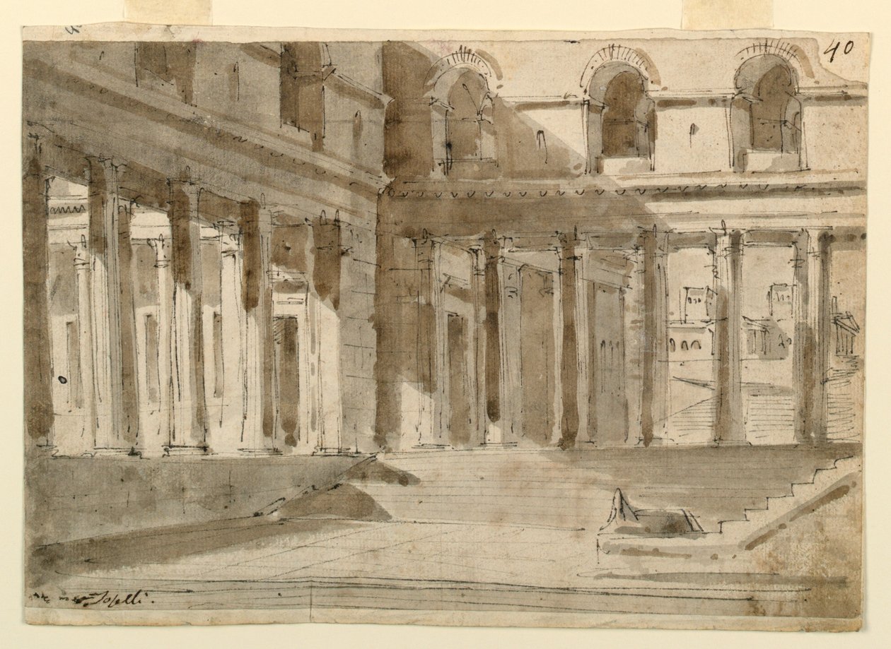 Scenedesign, Palace Court med trapper af Unknown artist