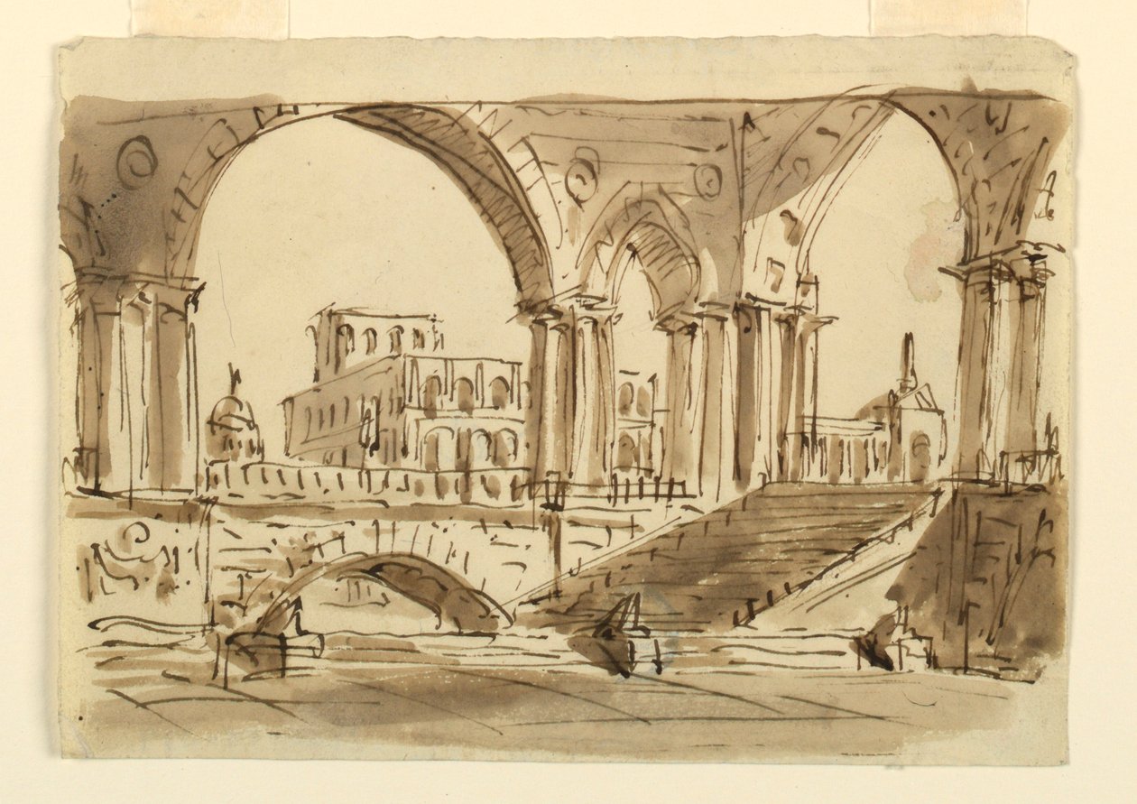 Scenedesign, Portico og Trapper af Unknown artist