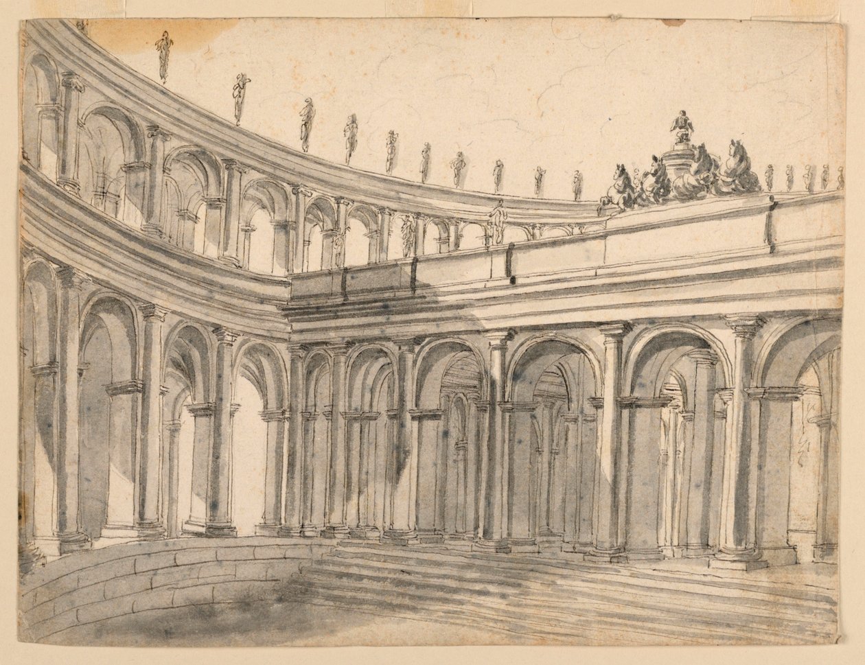 Scenedesign af et atrium af Unknown artist