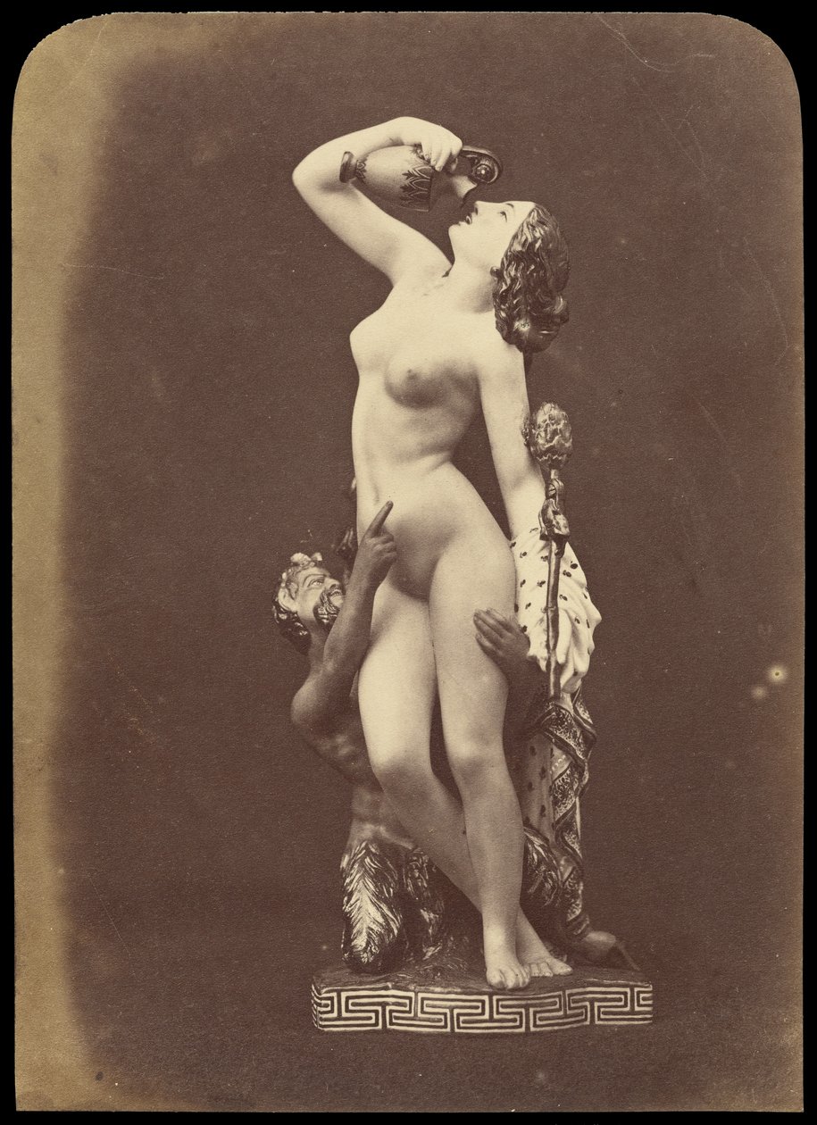 [Statue af kvinde og satyr] af Unknown artist