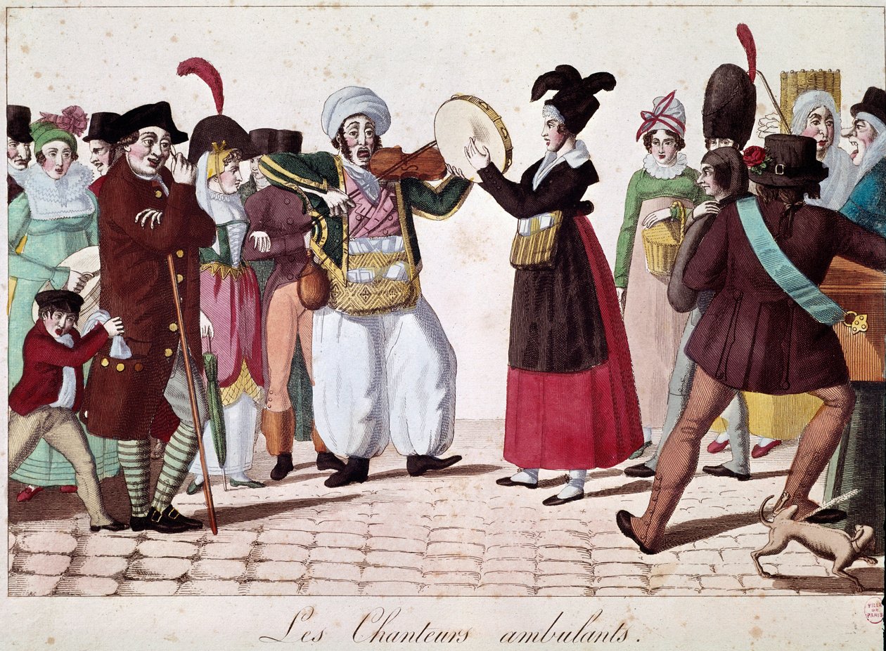 Gademusikanter (tilskuere på gaderne) (Litografi af Unknown artist