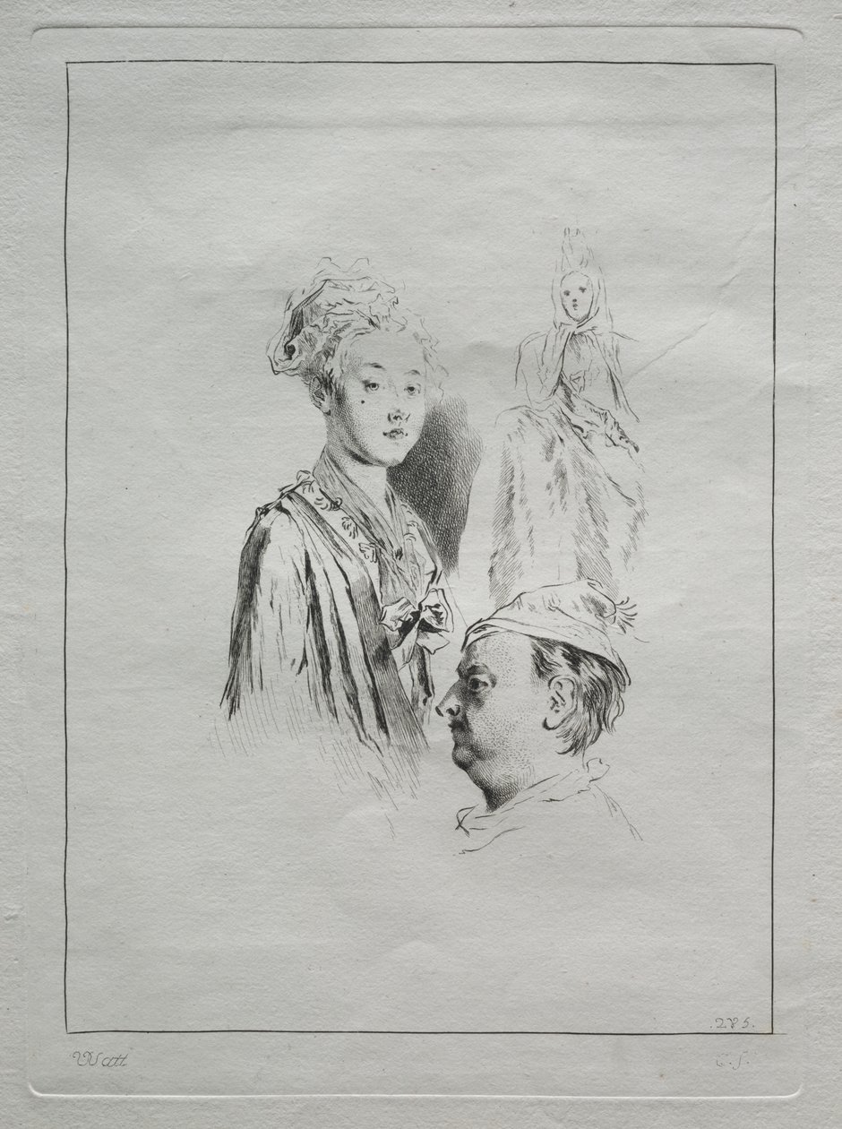 Studie af hoveder af Unknown artist