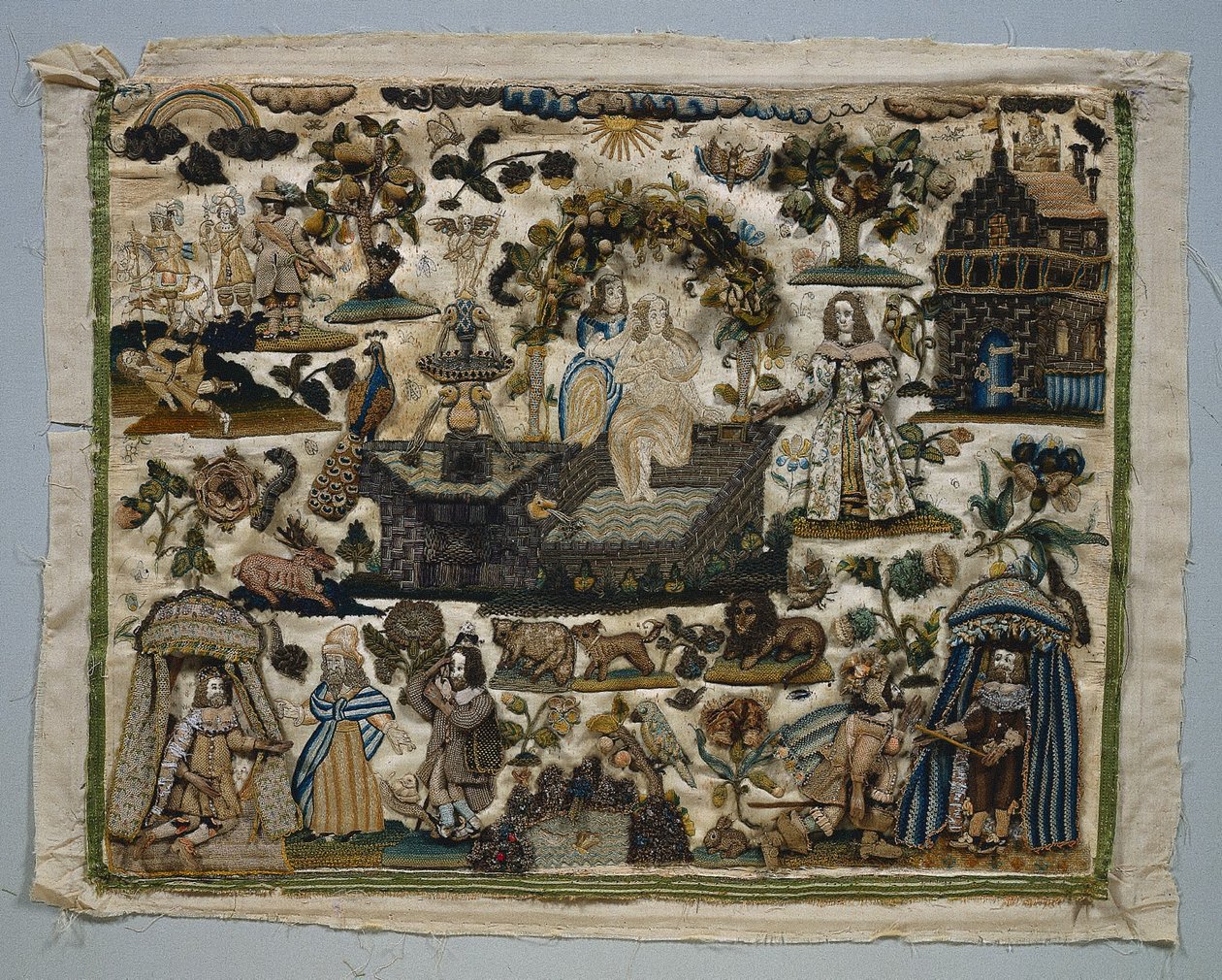 Stumpwork Panel: Historien om David og Batseba af Unknown artist