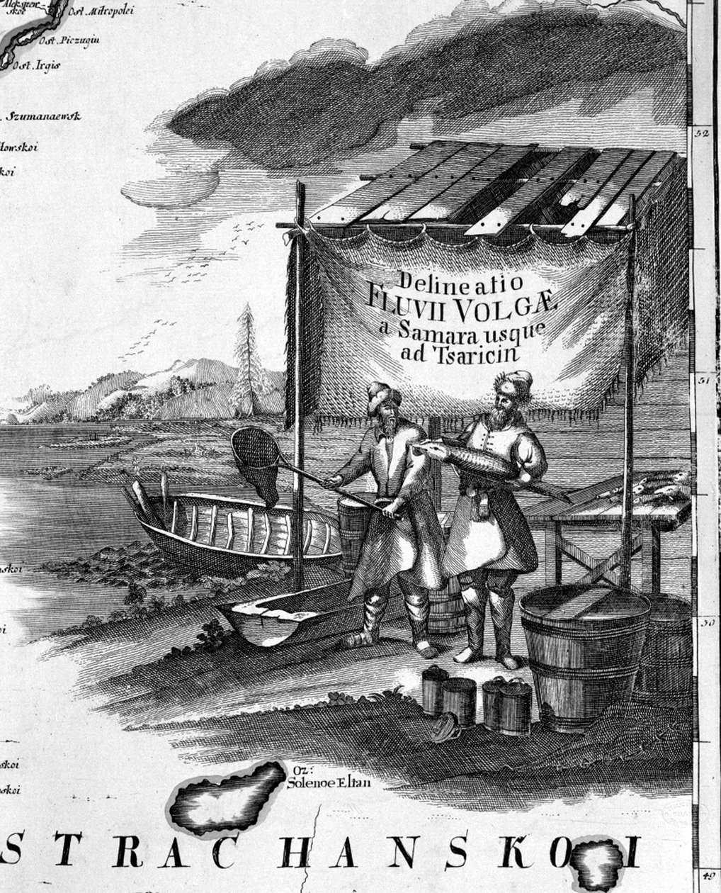 Størfiskeri i Volga i det 18. århundrede. af Unknown artist