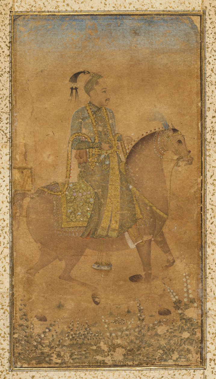 Sultan Abdullah Qutb Shah (1614-74) til hest af Unknown artist