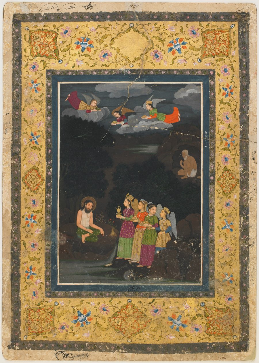 Sultan Ibrahim Ibn Adham af Bulk besøgt af engle af Unknown artist
