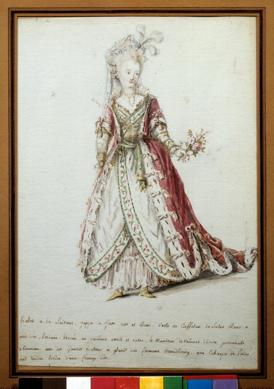 Sultan kostume. 1700-tals akvarel. Paris, dekorativ kunst af Unknown artist