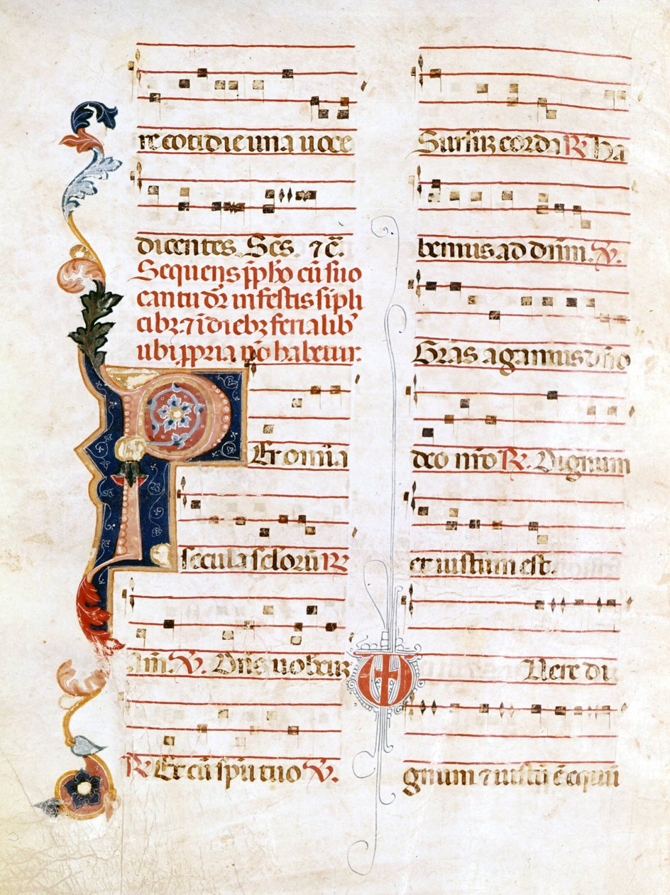 Sursum Corda, eksempel på 1300-tallets notation ("P"). af Unknown artist