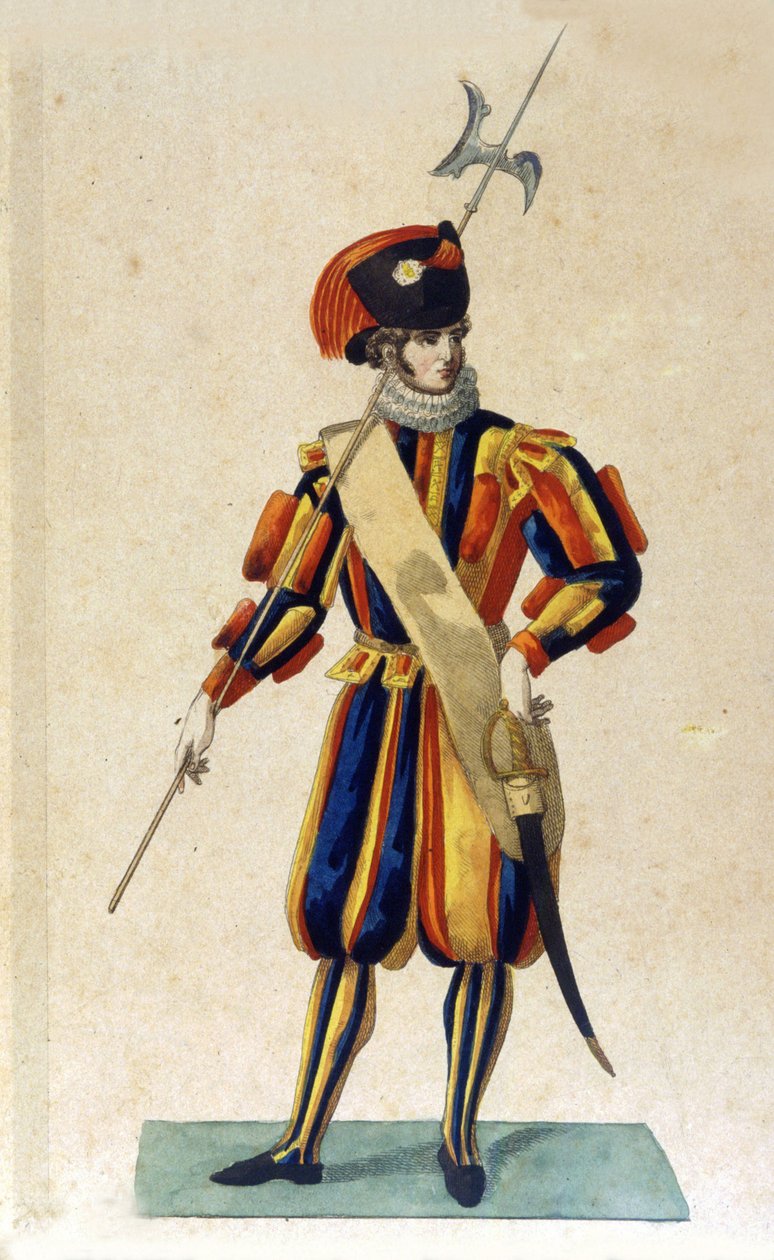 Schweizisk vagt af Vatikanstaten i lille outfit. af Unknown artist