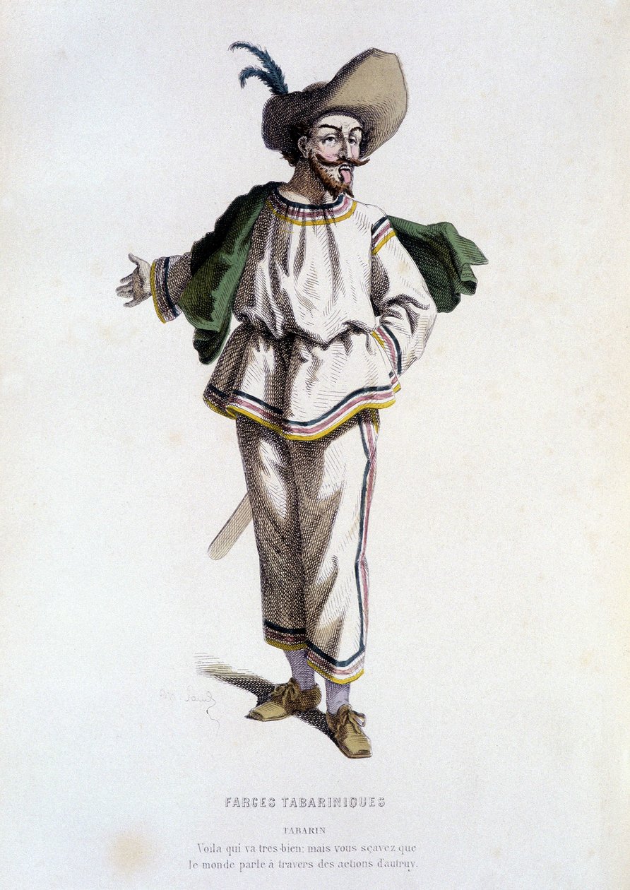 Tabarin, ""karakter af Farces Tabariniques"" (af Tabarin 1622), i ""Fransk teater i det 16. og 17. århundrede, forud for Moliere"" af Edouard Fournier. af Unknown artist