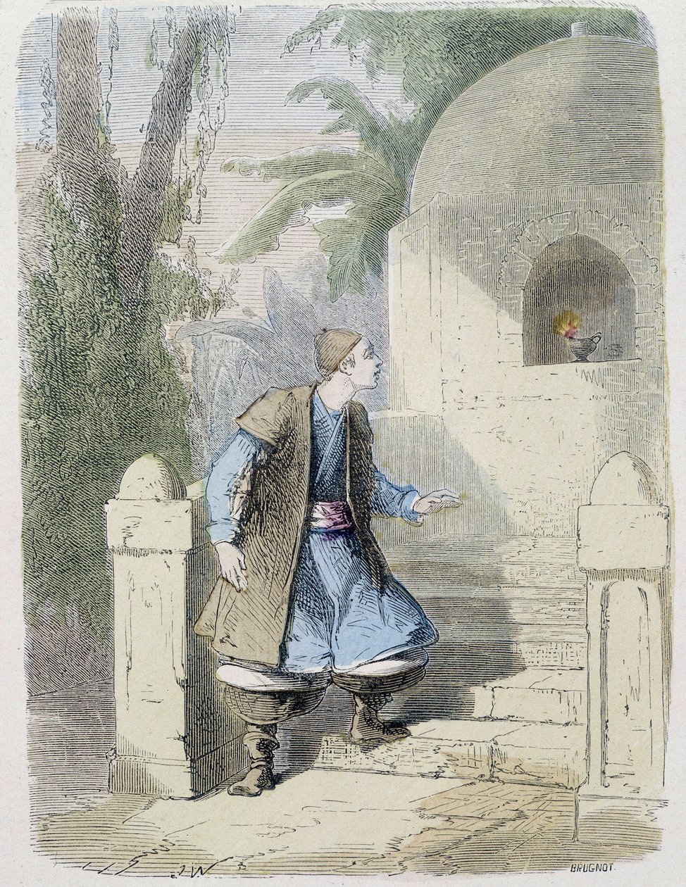 Fortælling: Aladdin tager lampen i nichen - i "" De tusinde og en nat"", red. Emile Guérin, fortalt af Md Boudet, Paris, n.d. af Unknown artist