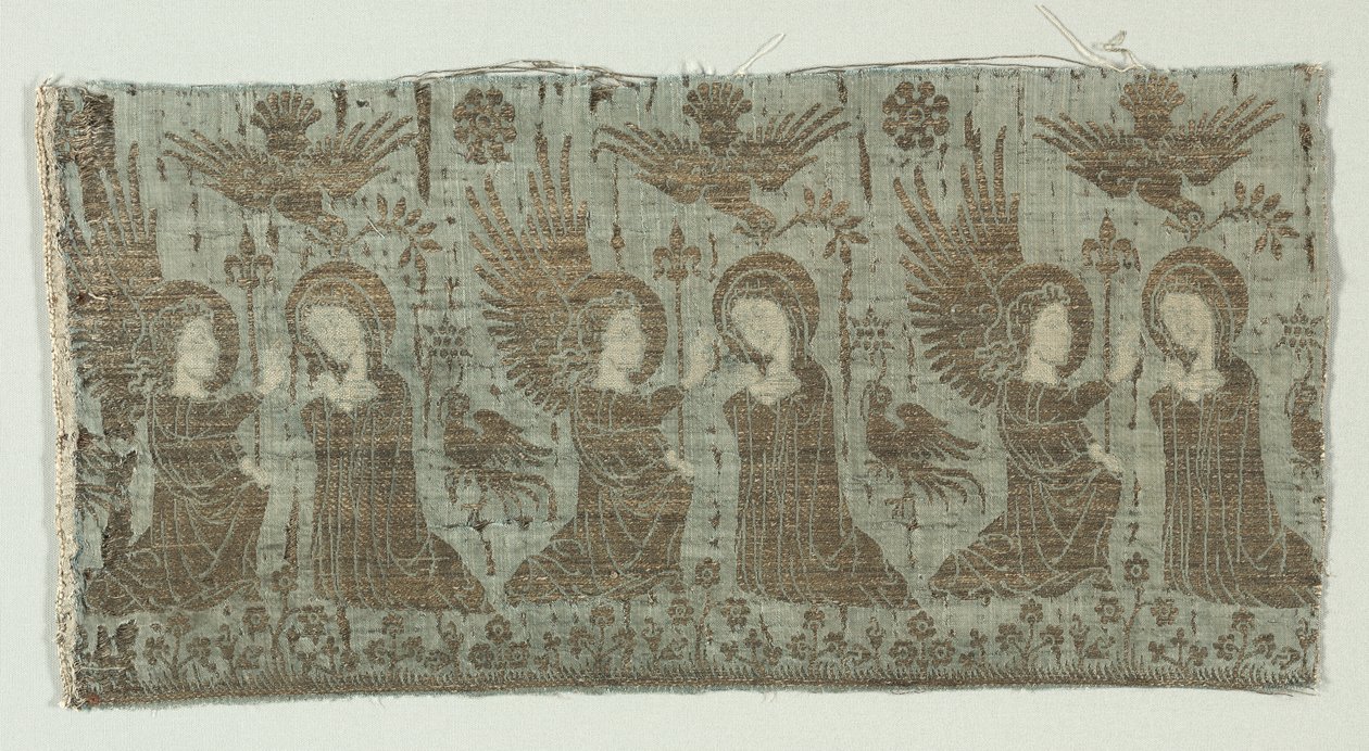 Tekstilfragment med Bebudelsen af Unknown artist