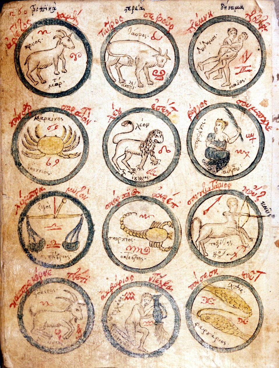 De 12 stjernetegn - i "Astrologiske og kabalistiske diagrammer", begyndelsen af ​​det 15. århundrede. af Unknown artist
