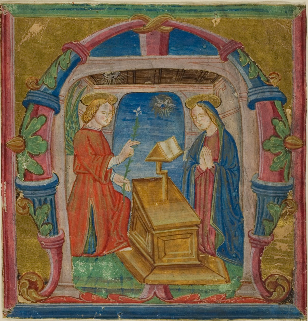 Bebudelsen i et historiseret initialt "M" fra en antifonarie af Unknown artist