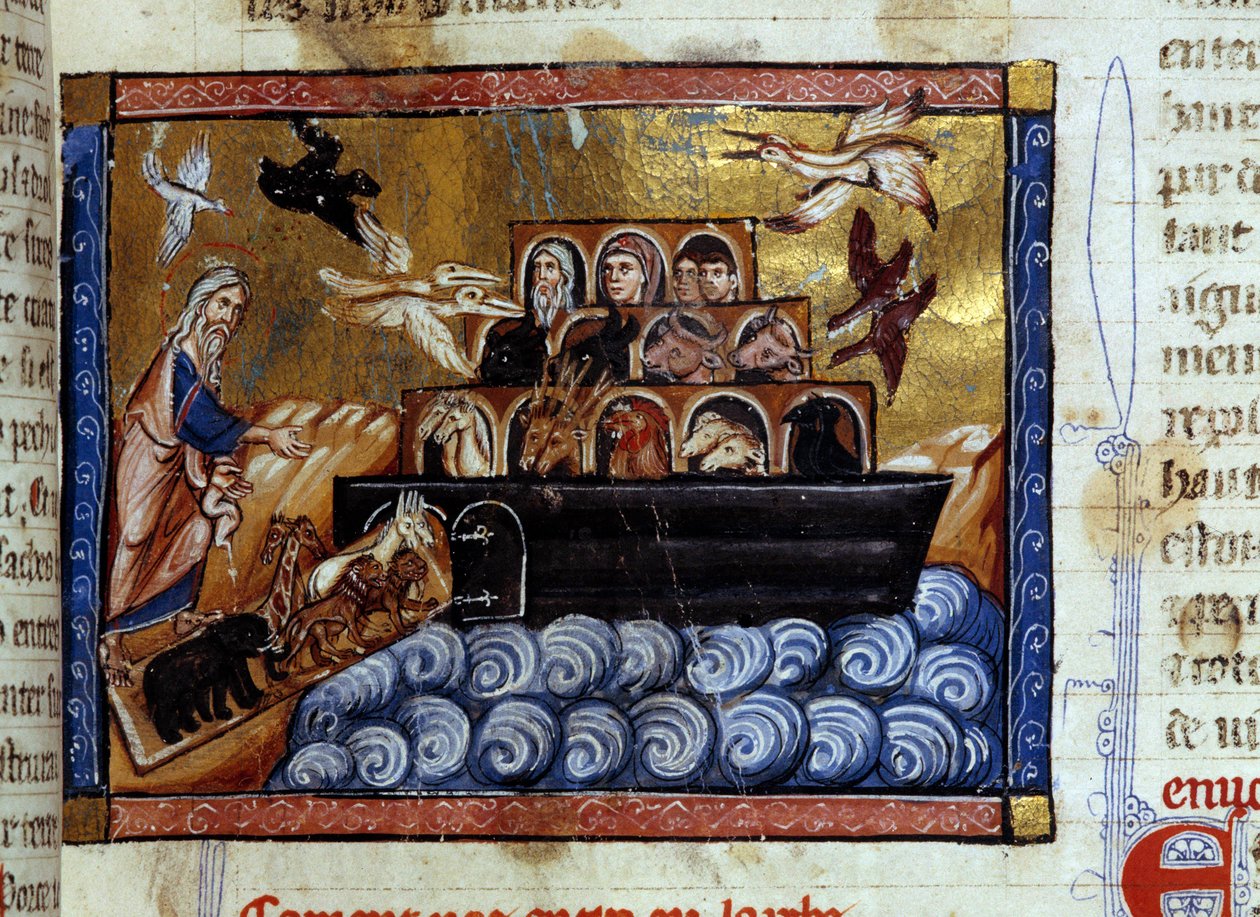 The Ark of Noe Miniature fra et manuskript "Universal History""" 13. århundrede. Dijon kommunale bibliotek af Unknown artist