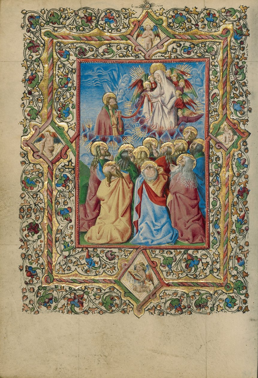Jomfru Marias himmelfart og Sankt Thomas, der modtager Jomfru Marias bælte af Unknown artist