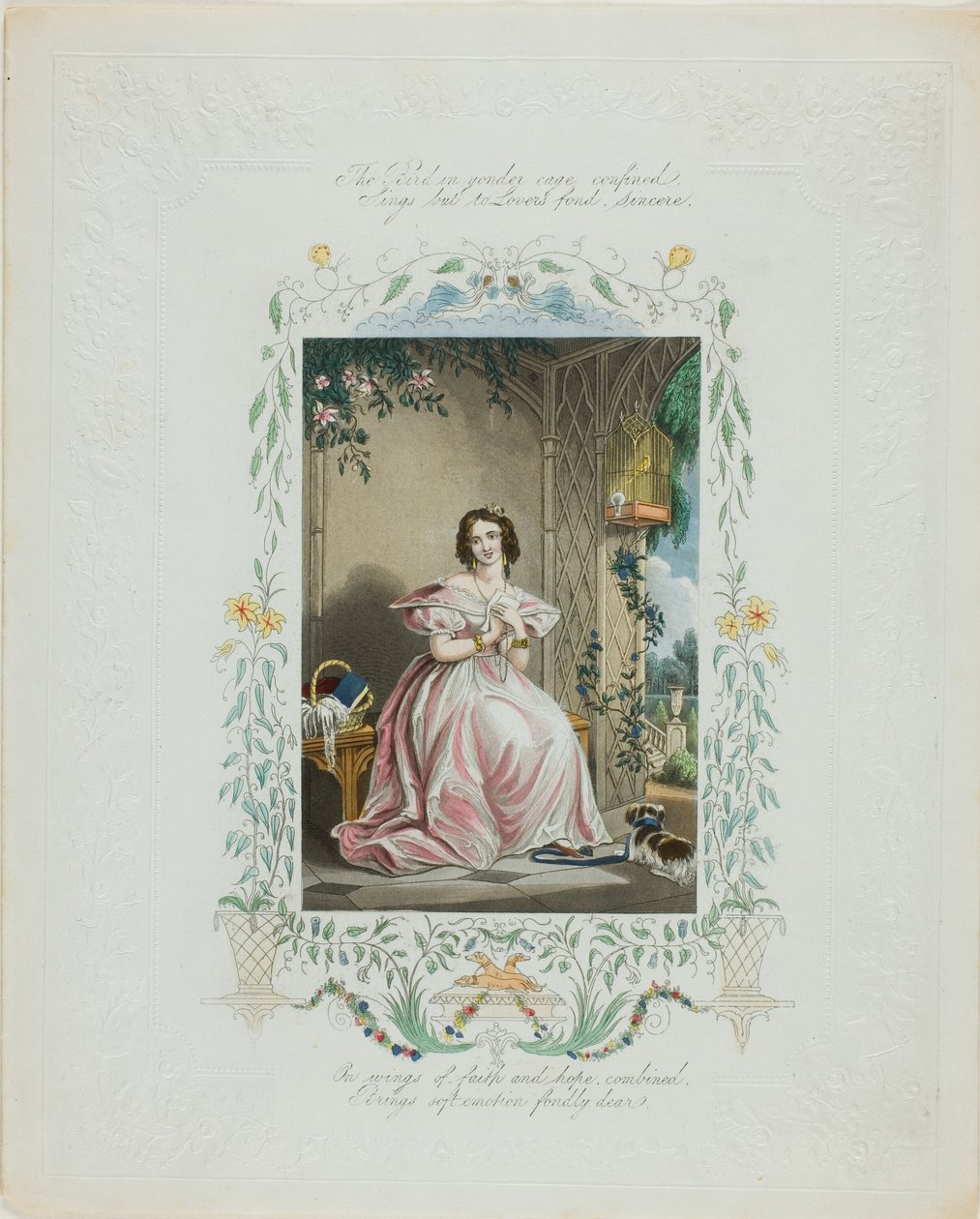 The Bird in Yonder Cage Confined (valentine) af Unknown artist
