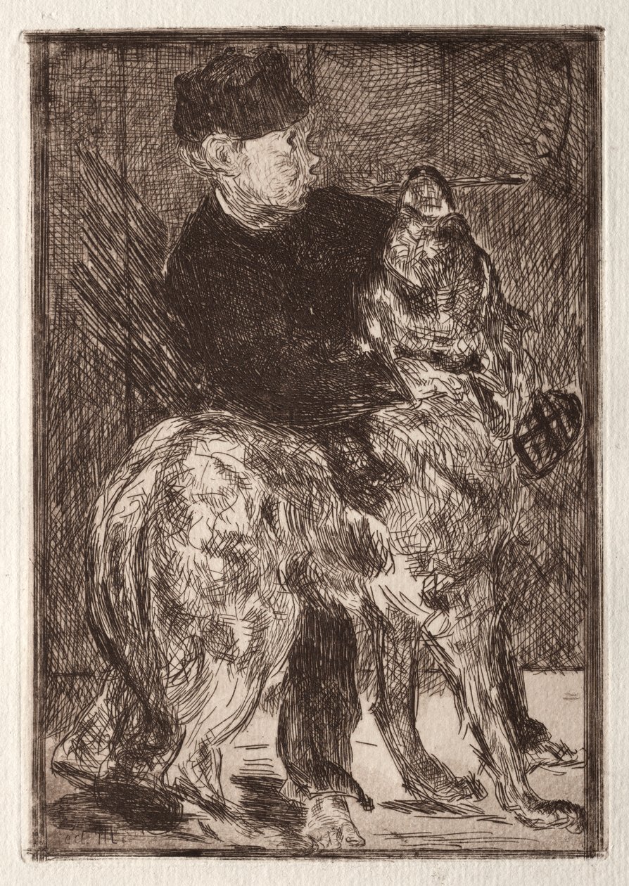 Drengen med en hund af Unknown artist