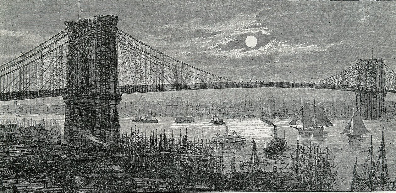 Brooklyn Bridge, New York af Unknown artist