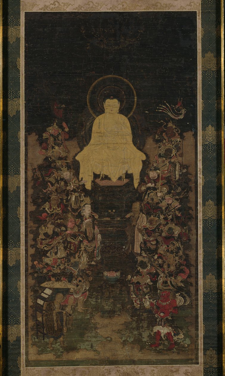 Buddha prædiker "Visdommens fuldkommenhed"-sutraen (Prajnaparamita) af Unknown artist