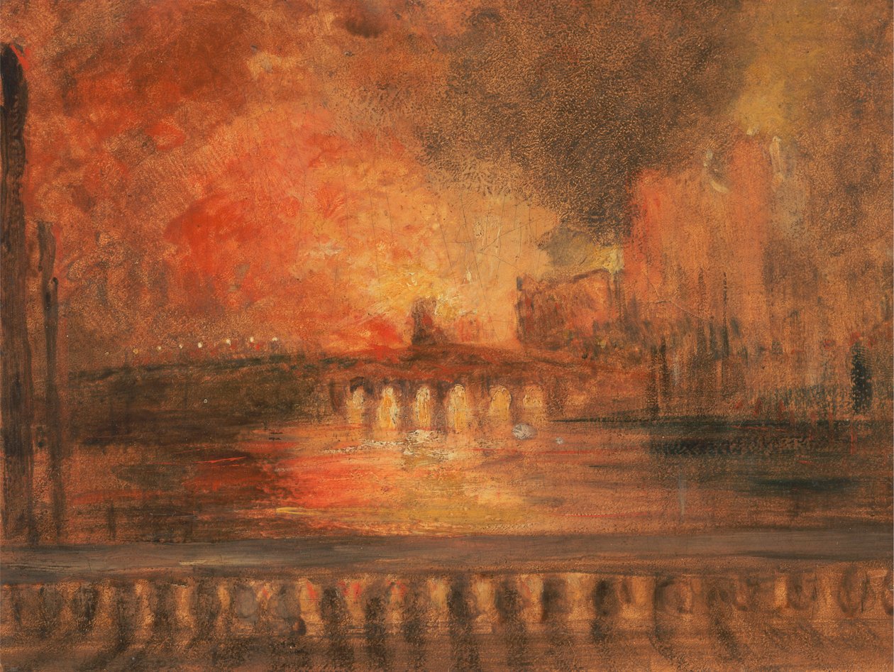 Afbrændingen af parlamentets huse af Unknown artist
