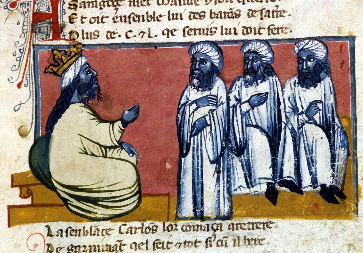 Kaliffen af Spanien. 14. århundredes manuskript. Bibl. Marciana, Venedig. af Unknown artist