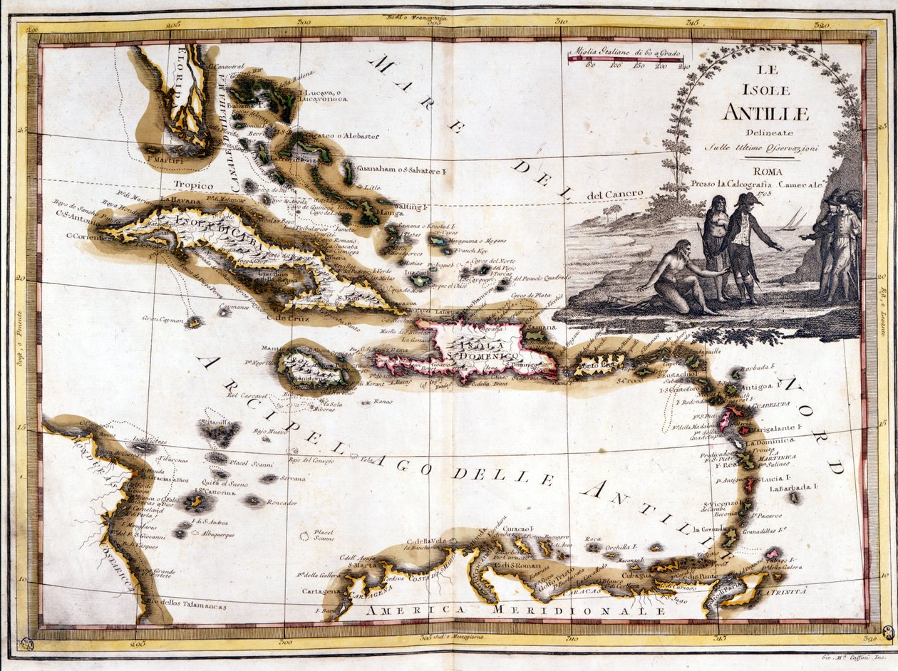 Den caribiske øgruppe, baseret på et atlas fra 1798. af Unknown artist