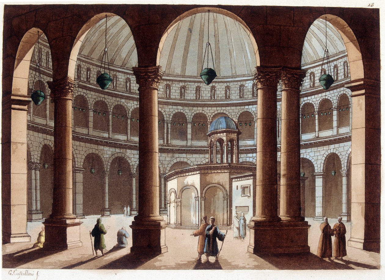 Den Hellige Gravs Kirke, Palæstina. I "" Le costume ancien et moderne"" af Unknown artist