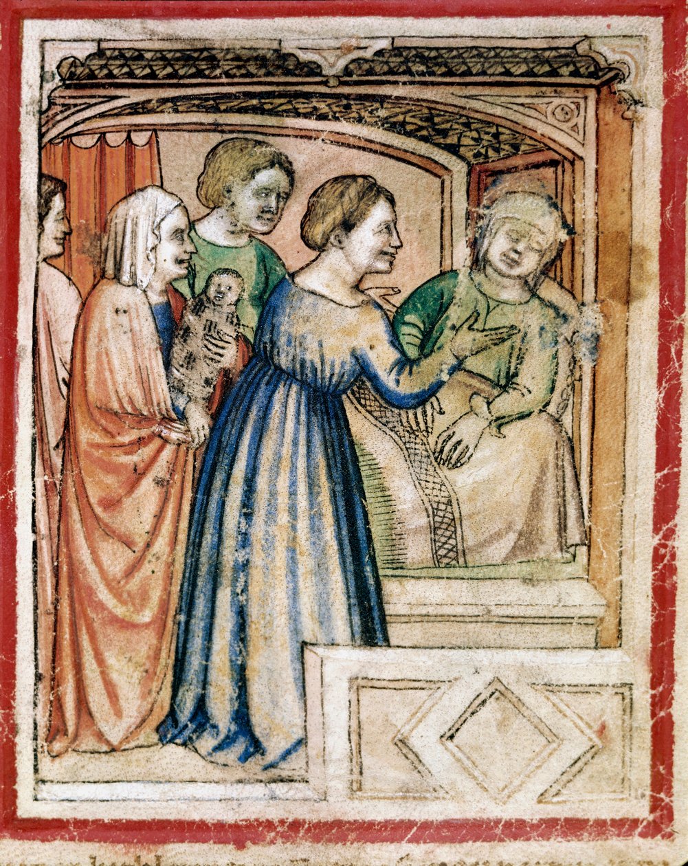 Rachels død i lag miniature fra Codex 212 (eller Padovano Codice eller Bible of Padua) 1390-1400 Rovigo, Accademia dei Concordi af Unknown artist