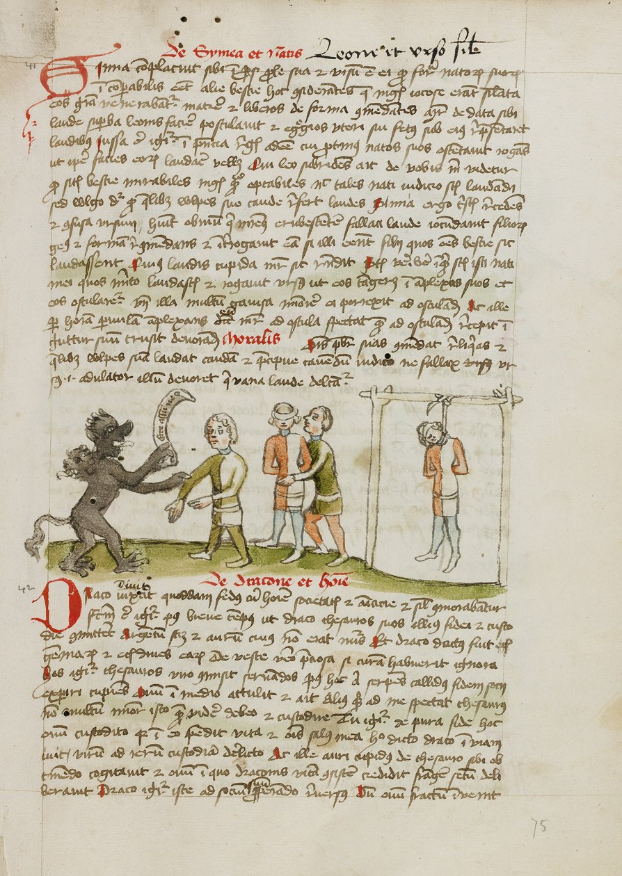Djævelen med en mand med bind for øjnene; manden hænger fra et træ i nærheden af Unknown artist