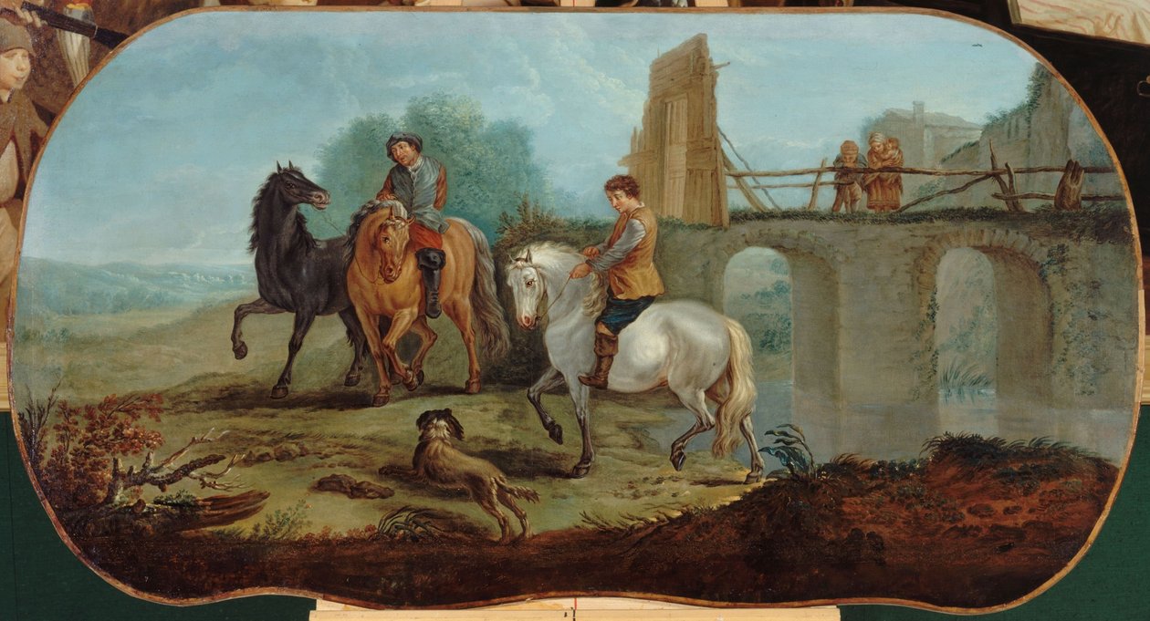 The Dressage of Horses, mellem 1701 og 1800 (olie på lærred) af Unknown artist
