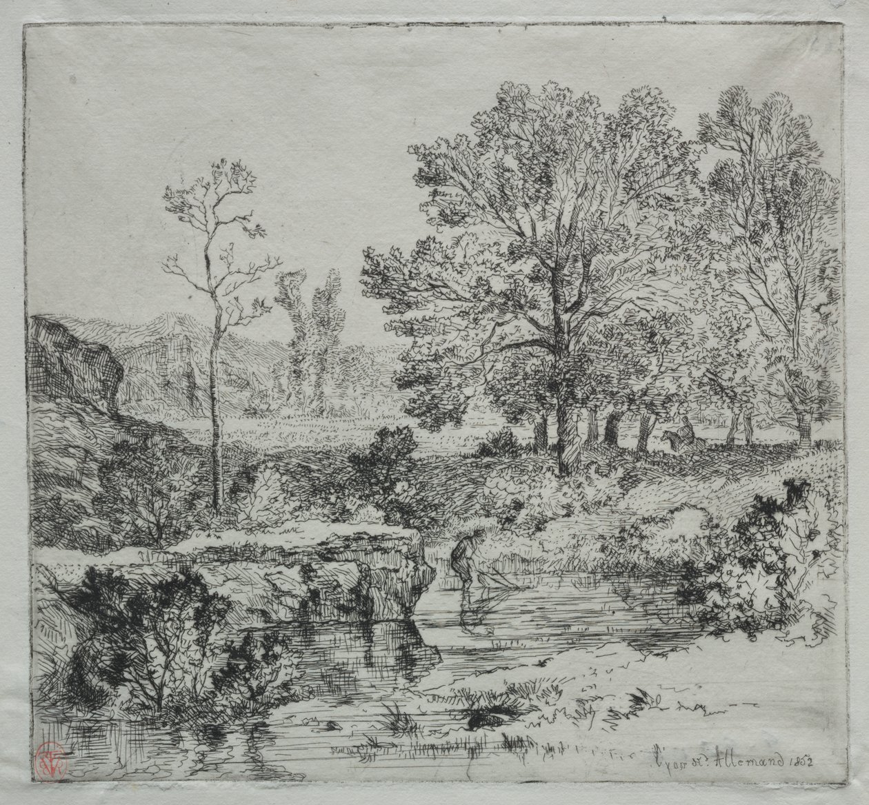 Skovens udkant. Rejefiskeren af Unknown artist