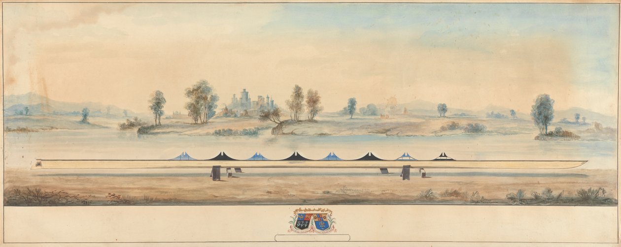 Eton-båden på Themsens træksti: Windsor Castle i baggrunden af Unknown artist