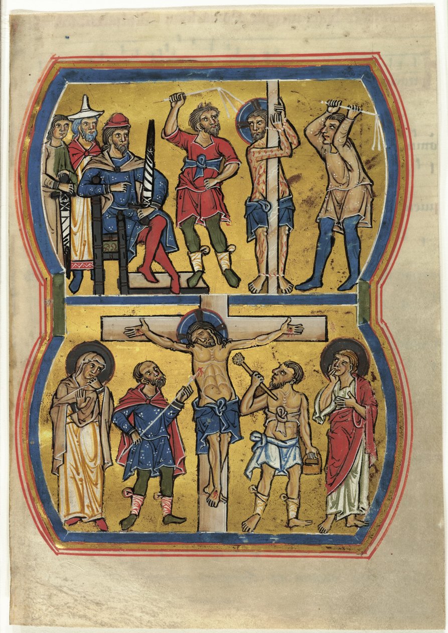 Flagellationen og korsfæstelsen, fra et psalter af Unknown artist
