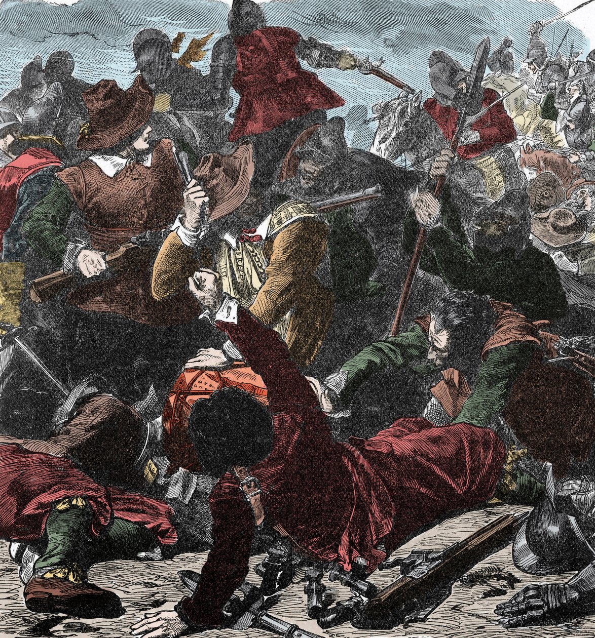 Franskmændene griber Milano - Sædet i Milano 1499 - Farvegravering af Unknown artist