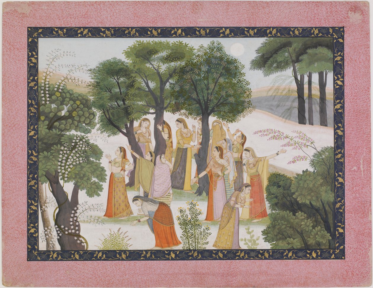 Gopis-søgningen efter Krishna fra en <em>Bhagavata Purana</em> af Unknown artist