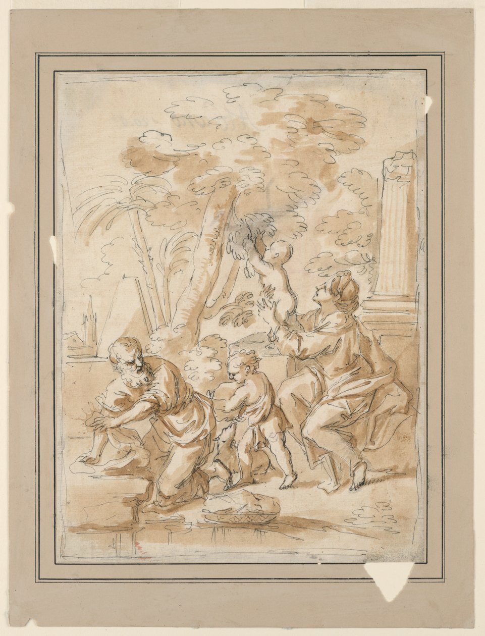Den hellige familie med Sankt Johannes af Unknown artist