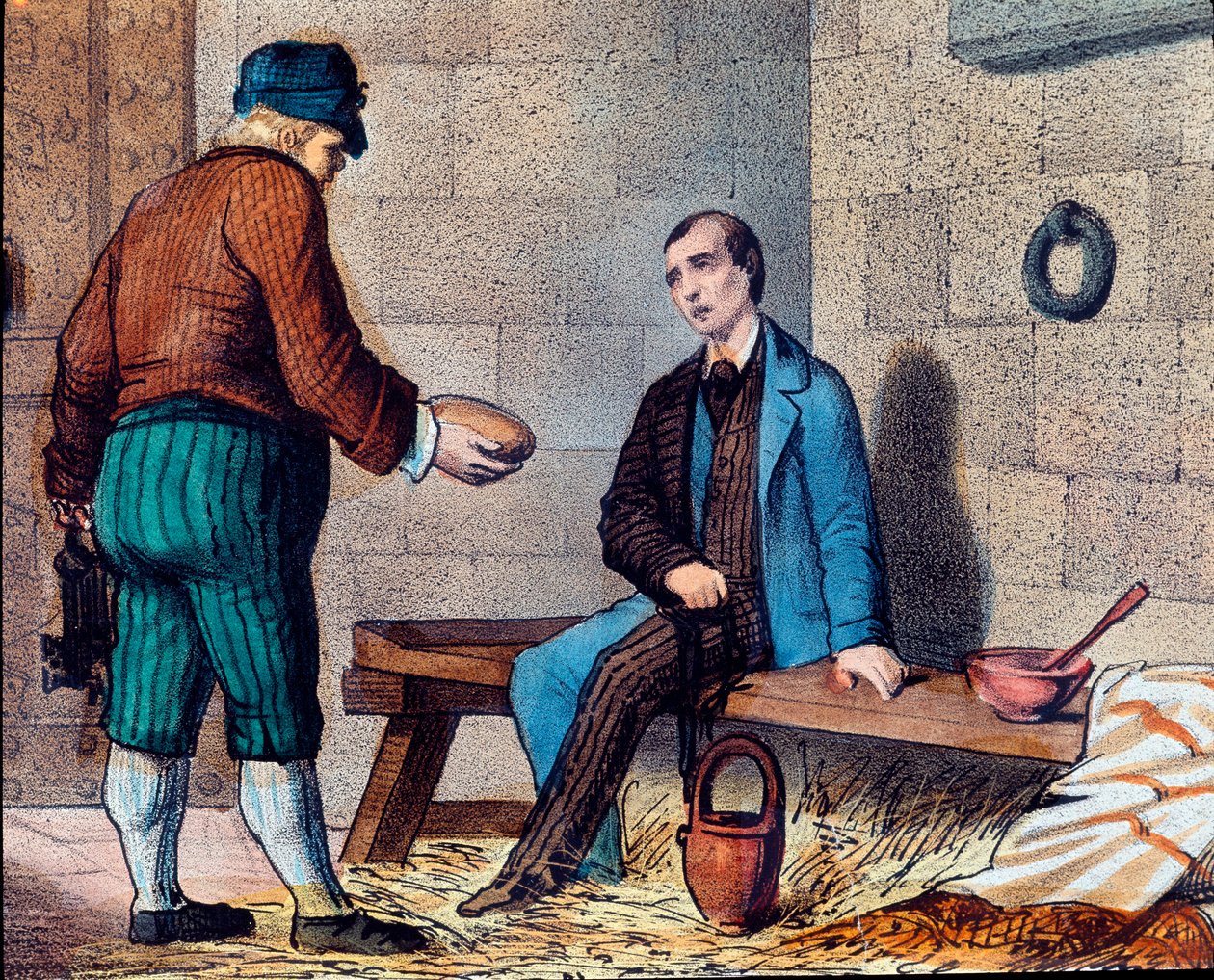Den italienske patriot Silvio Pellico (1798-1854), anklager for carbonarianisme (carbonari) og omslutter fæstningen Spielberg (Spilberk) i Moravia Litografi i det 19. århundrede af Unknown artist