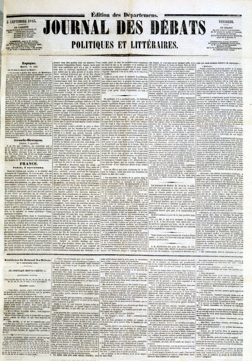 Debattidsskriftet af 05/09/1845 af Unknown artist