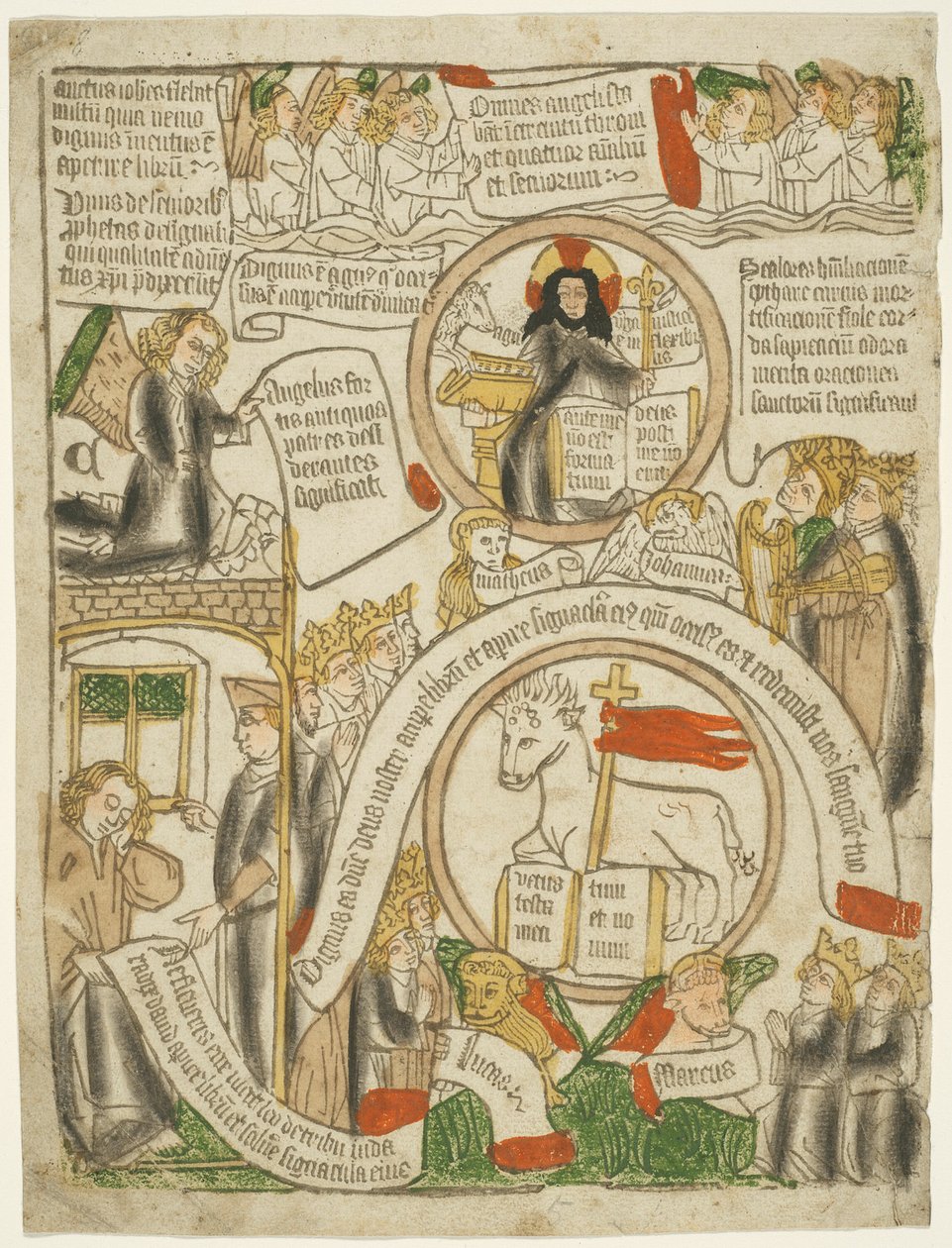Lammet, der modtager den forseglede bog, folio C fra Apokalypsen af Unknown artist