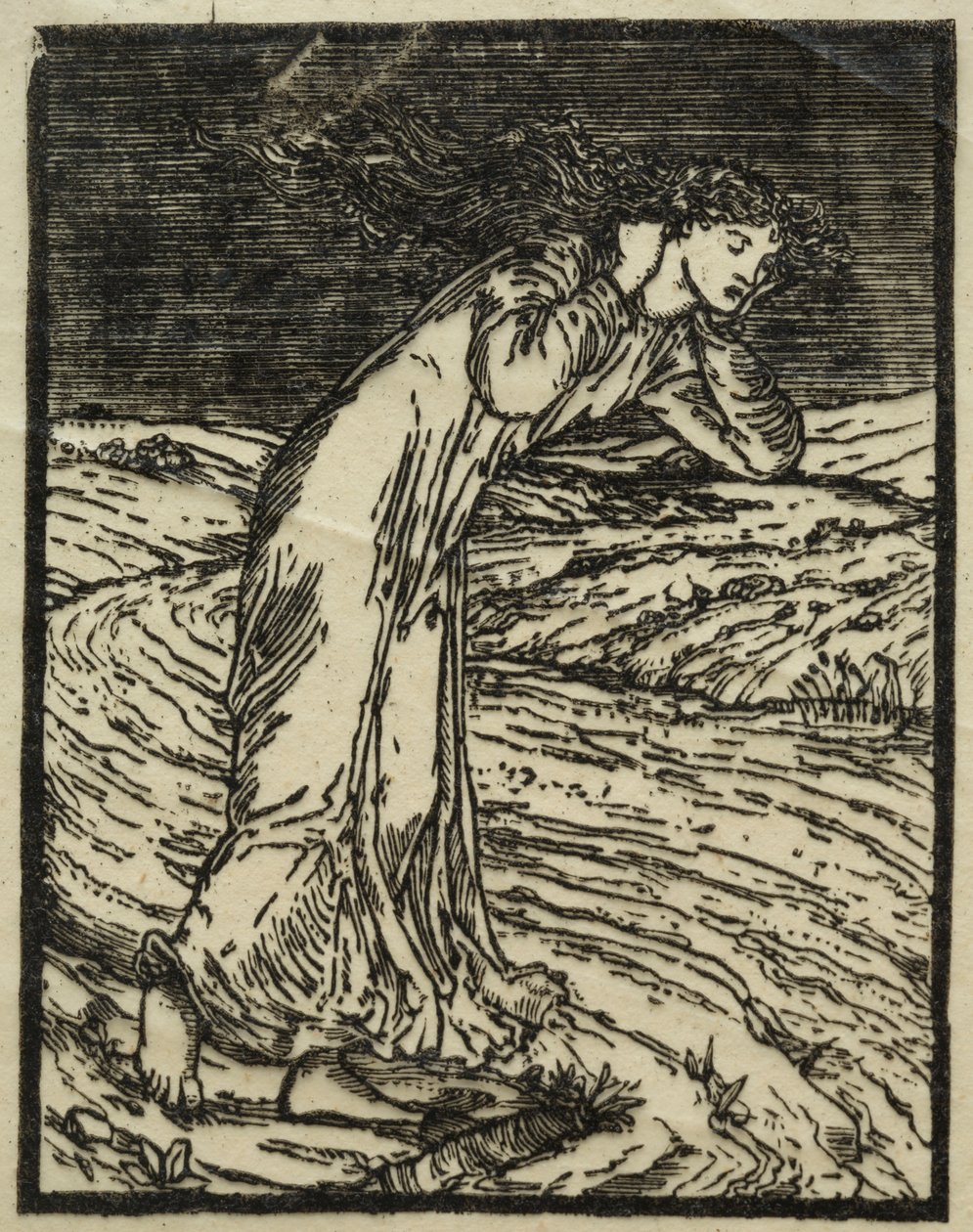 Legenden om Amor og Psyke: Kvinde græder ved siden af en bæk af Unknown artist