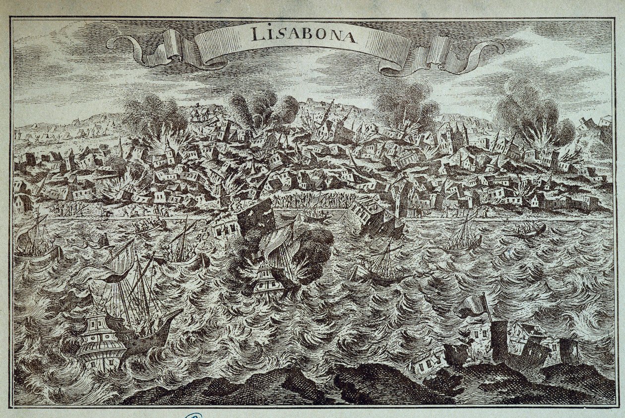 Jordskælvet i Lissabon i 1755. af Unknown artist