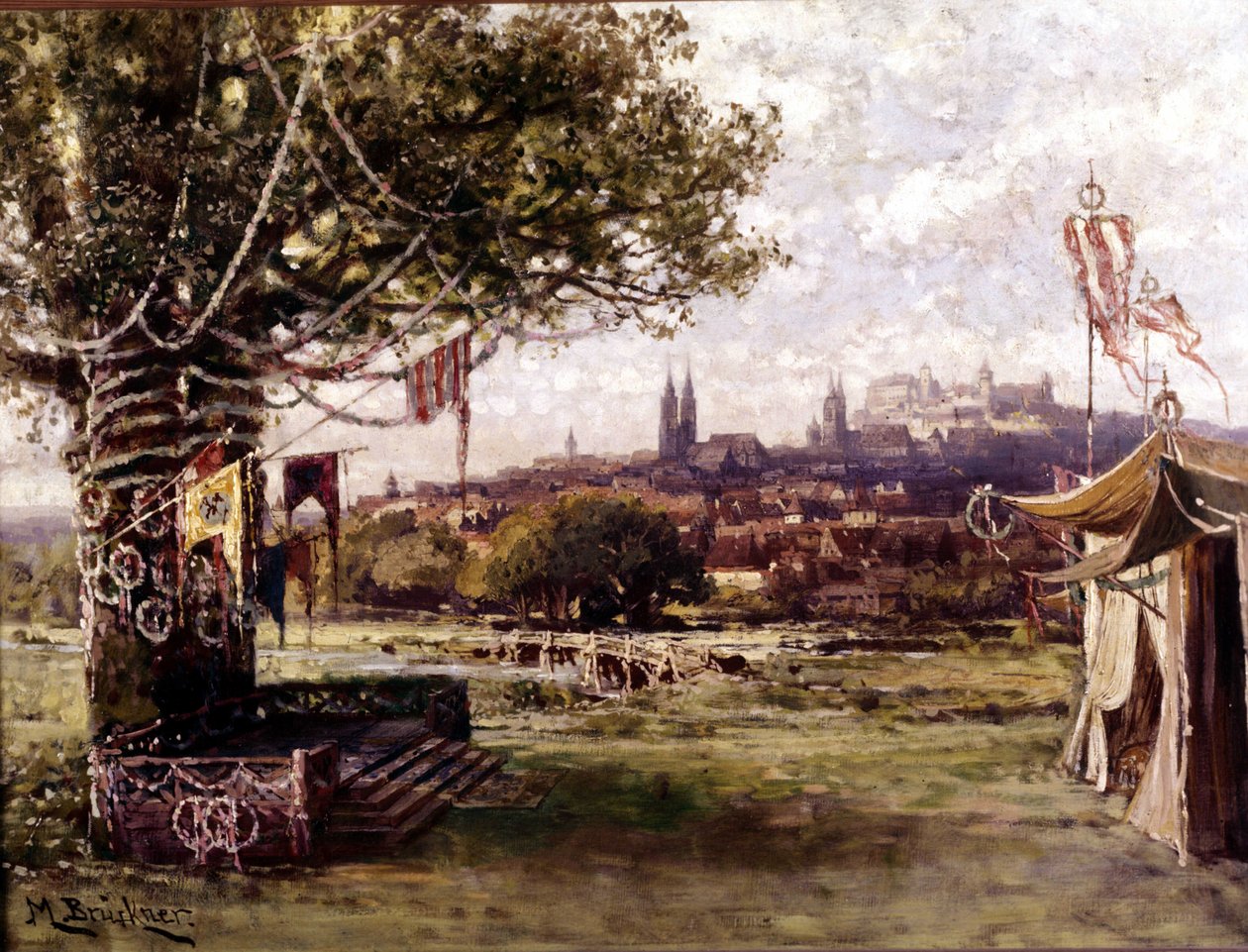 The Master Singers of Nürnberg (Die Meistersinger von Nürnberg), opera skabt af Richard Wagner: scenografi af Bruckner. Wagner Museum Bayreuth. af Unknown artist