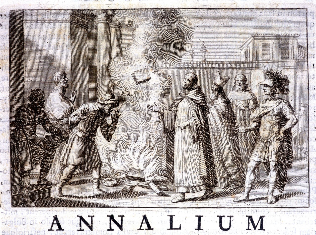 Miracle of the Fire of Saint Dominica i "" Annals of the Order of Preachers"" af Thomas-Marie Mamachi, Rom af Unknown artist