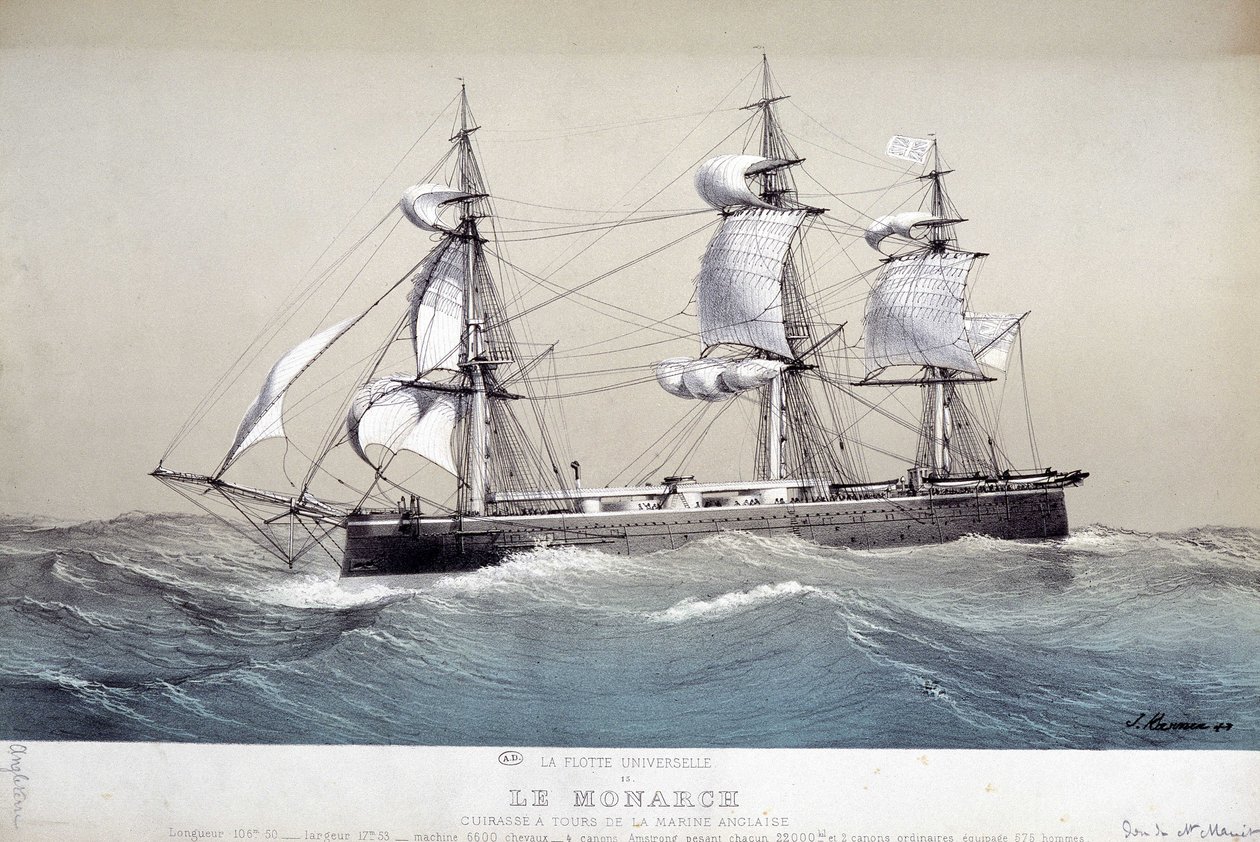 The Monarch, engelsk flåde, omkring 1850 af Unknown artist