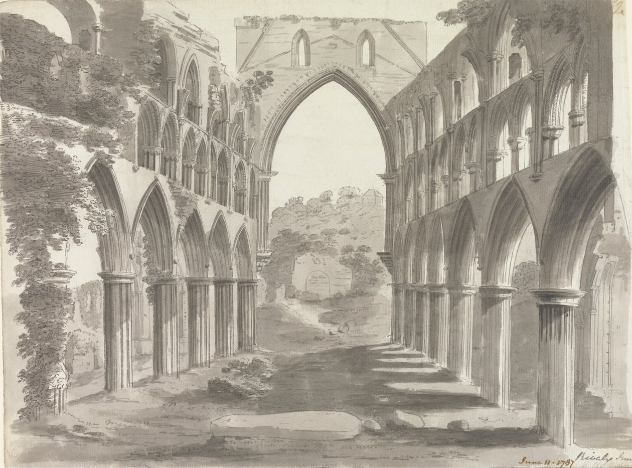 Skibet i Rievaulx Abbey, Yorkshire af Unknown artist