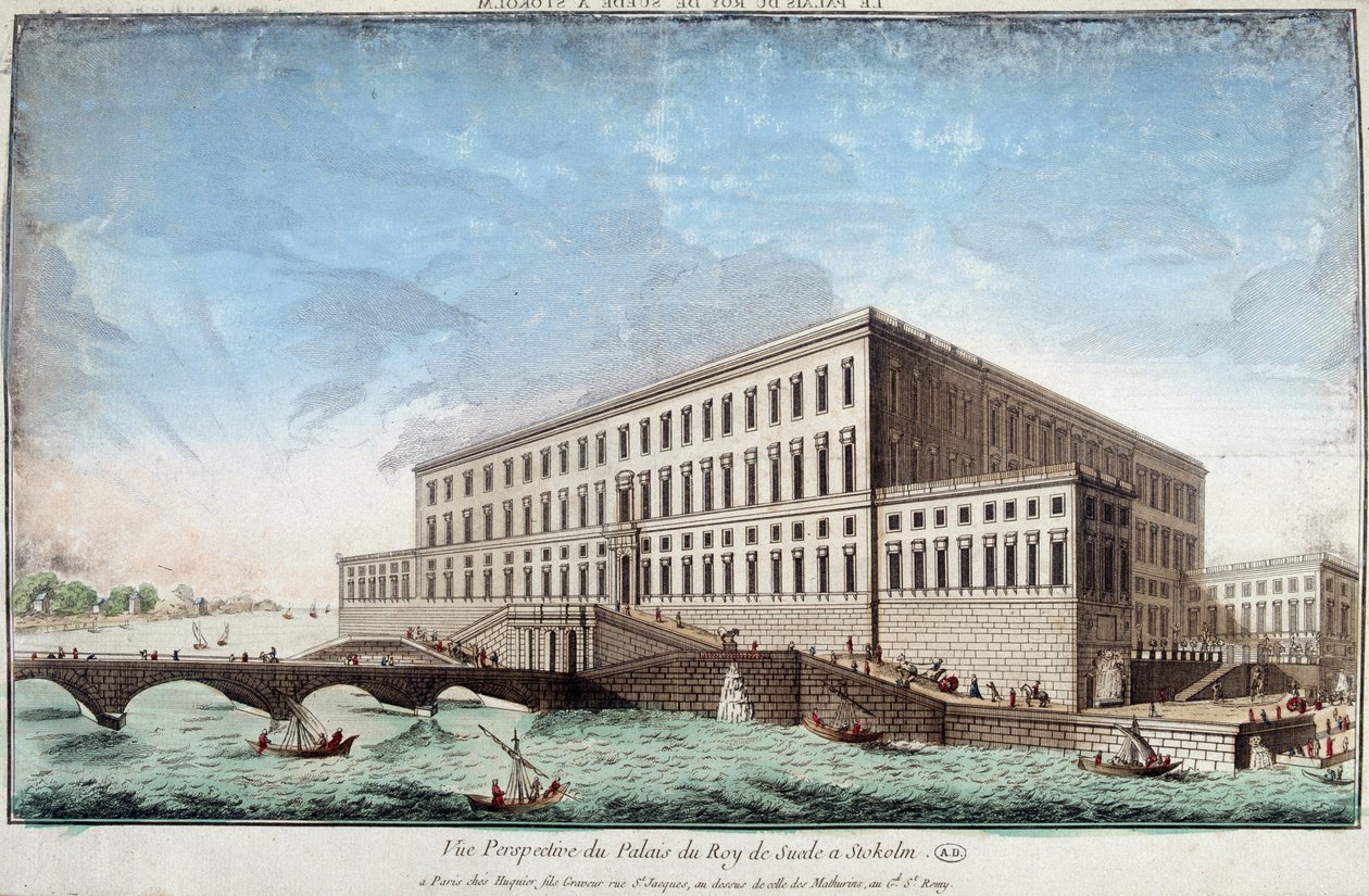 Kongens Palads i Stockholm - gravering af Unknown artist